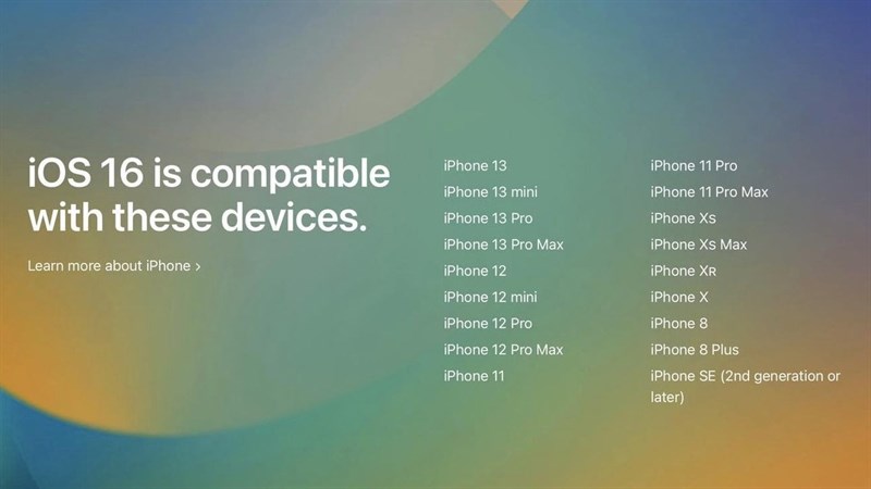 Danh sách các iPhone được cập nhật iOS 16